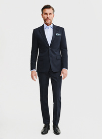 Gładki granatowy garnitur męski