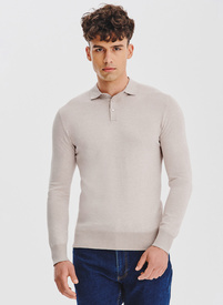 Sweter polo w kolorze beżowym