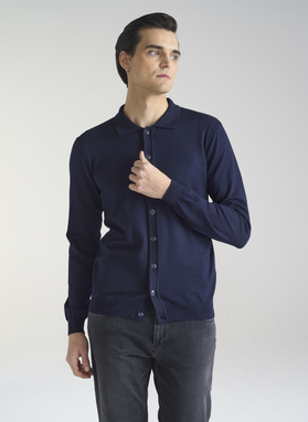 Granatowy kardigan z kołnierzykiem