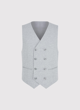 Dwurzędowa kamizelka męska w drobną kratę