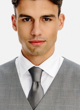 Dwurzędowa szara kamizelka w kratę