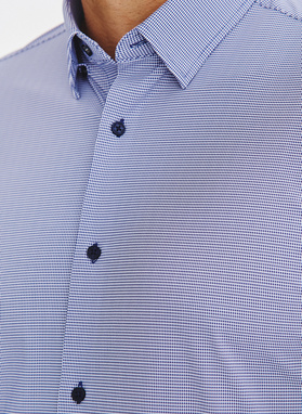 Granatowa dzianinowa koszula w pepitkę