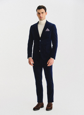 Granatowe spodnie sztruksowe