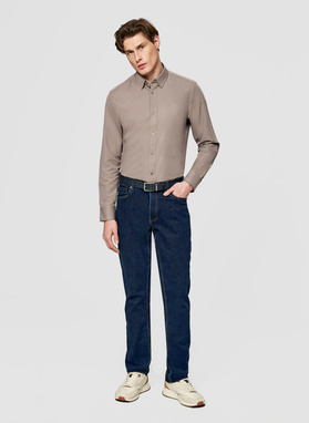 Brązowa koszula męska z wełną