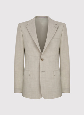 Beżowy wełniany garnitur męski