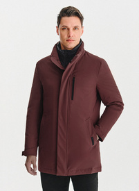 Bordowa kurtka puchowa