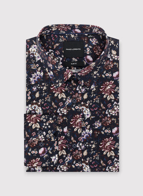 Granatowa koszula w kwiaty