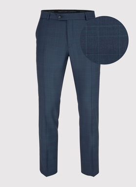 Granatowe spodnie garniturowe w kratę