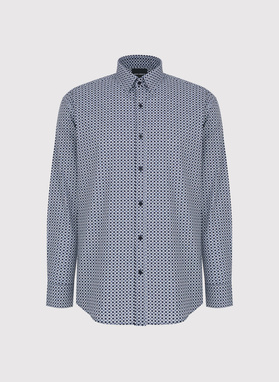 Granatowa koszula we wzór geometryczny