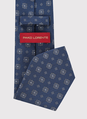 Jedwabny granatowy krawat we wzór