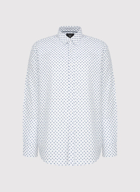 Biała bawełniana koszula mikrowzór