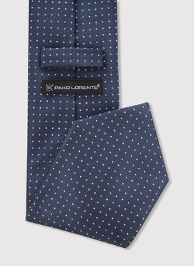 Granatowy krawat męski w kropki