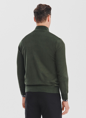 Zielony rozpinany sweter męski