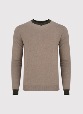 Melanżowy sweter męski dekolt V-neck