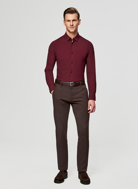 Bordowa dzianinowa koszula męska
