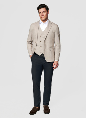 Jasnobrązowa dzianinowa kamizelka męska