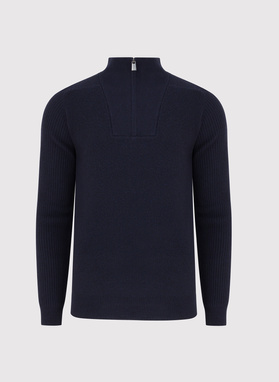 Granatowy sweter z rozpinaną stójką