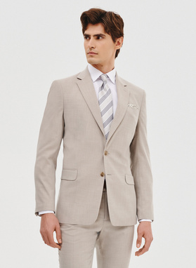 Gładki beżowy garnitur męski