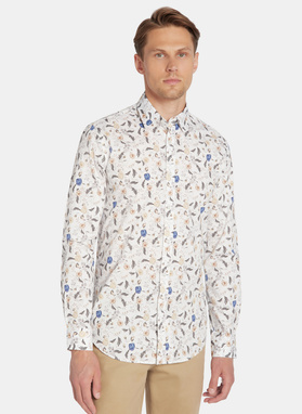 Biała koszula męska kwiaty