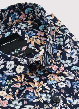 Granatowa koszula w kwiaty