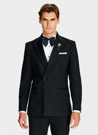 Wełniana dwurzędowa marynarka smokingowa