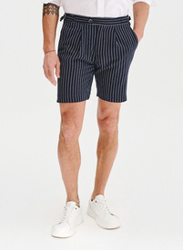 Szorty męskie w prążek z lnem