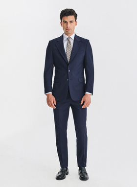 Wełniane granatowe spodnie garniturowe