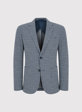 Granatowa marynarka w pepitkę