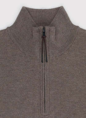 Brązowy sweter z rozpinaną stójką