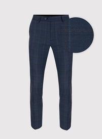 Granatowe spodnie garniturowe w kraciasty deseń