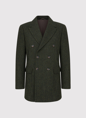 Zielony wełniany płaszcz męski