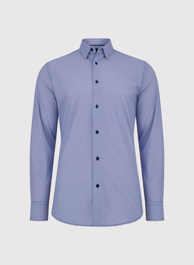 Granatowa dzianinowa koszula w pepitkę