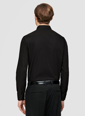 Czarna koszula męska z wełną