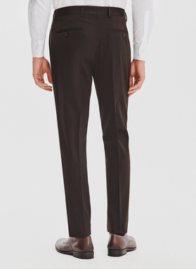 Ciemnobrązowe spodnie garniturowe