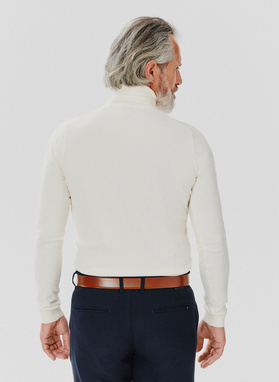 Biały gładki golf męski