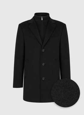 Czarny płaszcz męski z odpinaną stójką