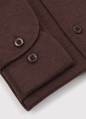 Ciemna brązowa bawełniana koszula męska