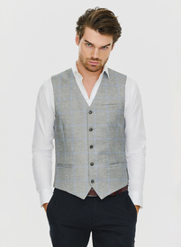 Męska szara kamizelka w kratę
