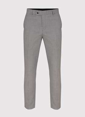 Męskie spodnie garniturowe w kratę w brązowych tonach