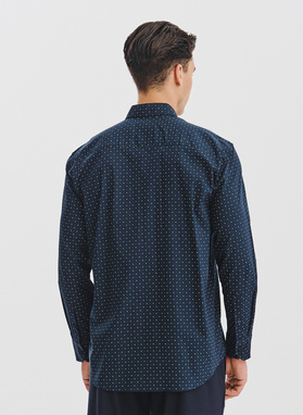 Granatowa koszula męska wzór geometryczny