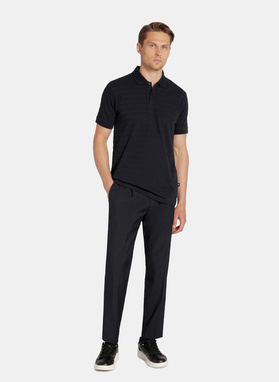 Granatowe bawełniane polo w prążki