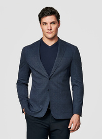 Granatowa marynarka w jodełkę