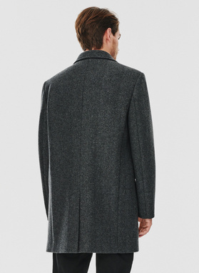 Męski płaszcz z wełną w szarym kolorze