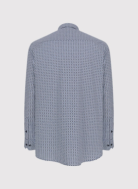 Granatowa koszula we wzór geometryczny