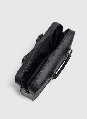 Czarna skórzana aktówka męska