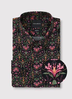 Czarna koszula w kolorowe kwiaty
