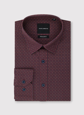 Bordowa koszula w geometryczny wzór