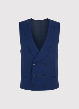 Granatowa dwurzędowa kamizelka męska