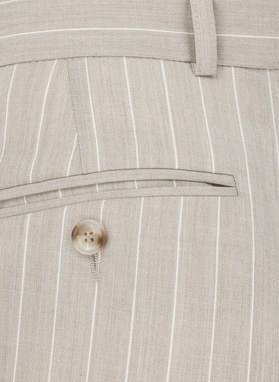 Beżowe spodnie garniturowe w prążek