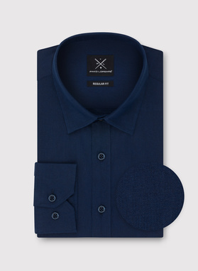 Granatowa koszula męska z lnem